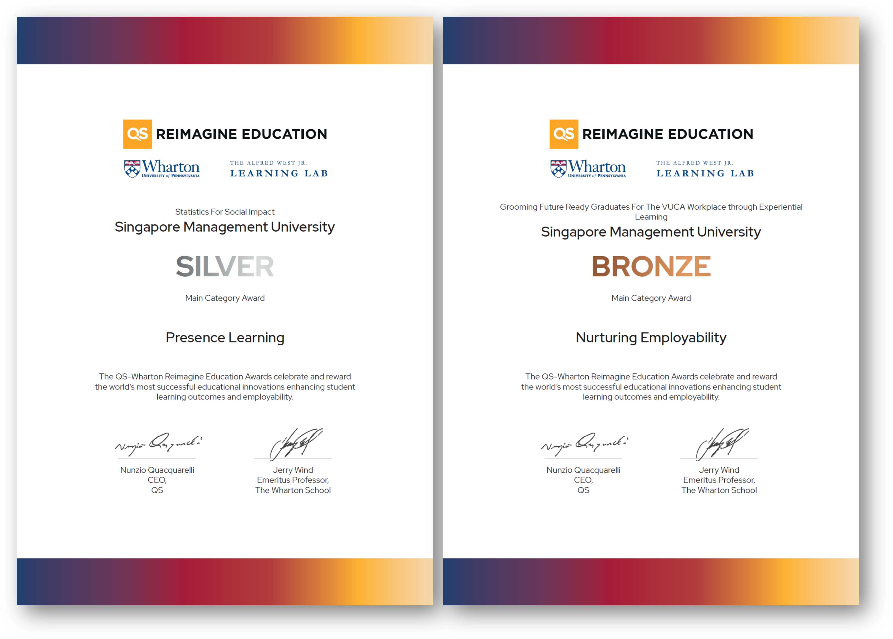 SMU-X RECOGNISED IN THE QS REIMAGINE AWARDS FOR INNOVATIVE TEACHING AND LEARNING APPROACHES