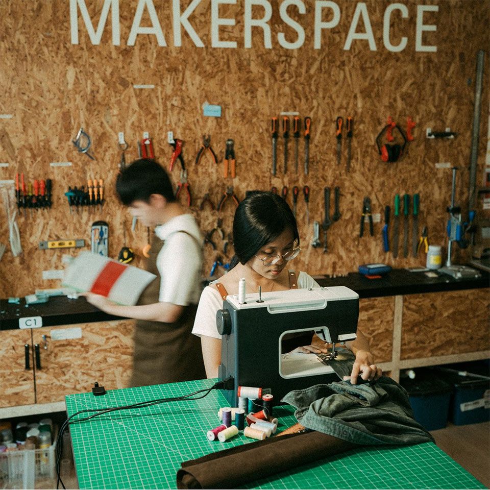 Students at makerspace