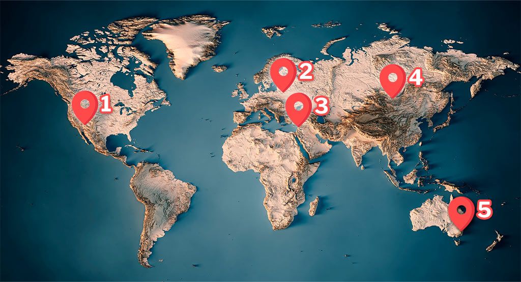 Map with pins locating SMU-X activities