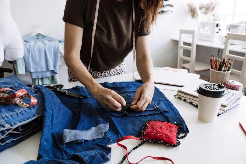 Woman tailoring a shirt